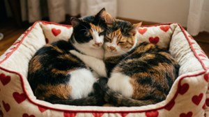 Cuddling Calico Twins