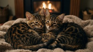 Cuddling Toygers by Fire