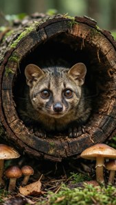 Curious Civet in Log