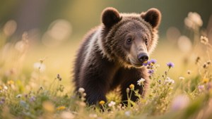 Curious Cub in Meadow