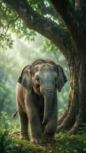 Curious Elephant Calf