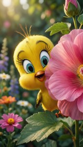 Curious Tweety in Garden