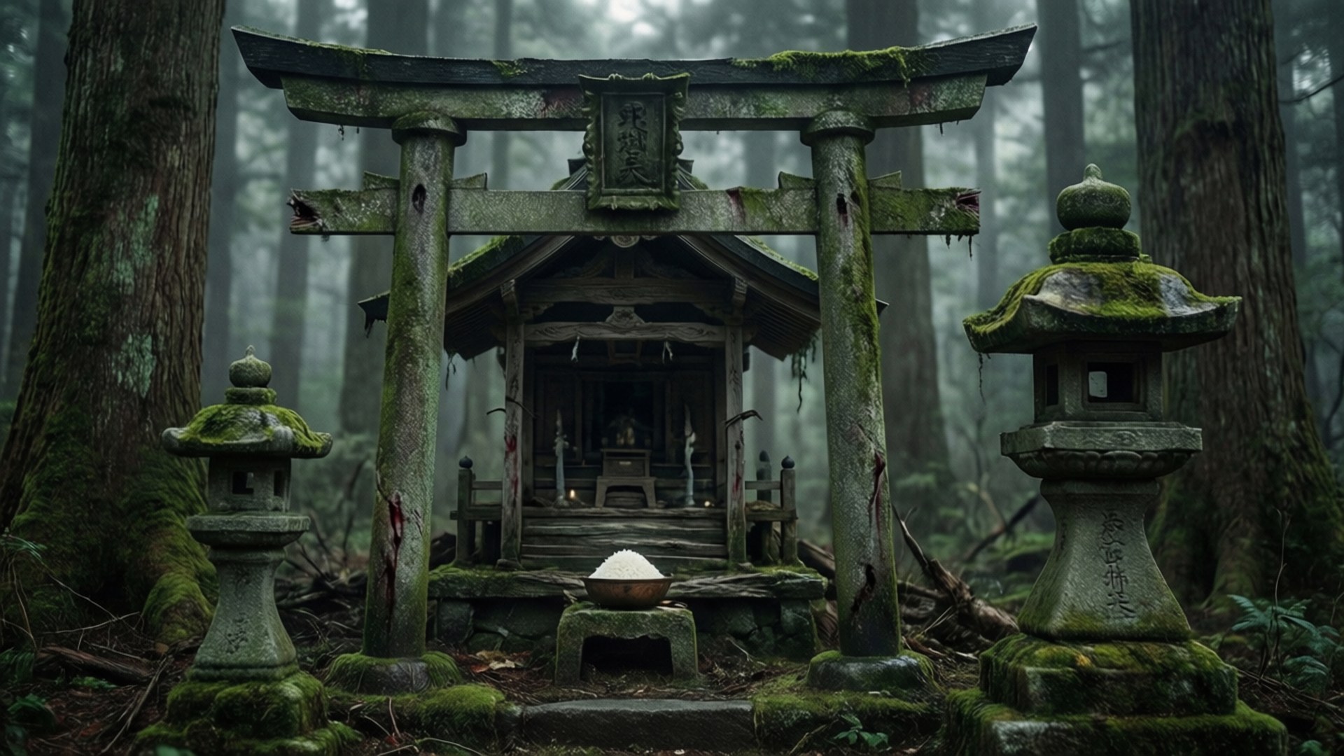 Cursed Forest Shrine by Wallpapers.art Studio