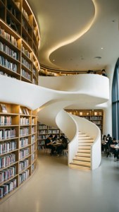 Curved Library Interior