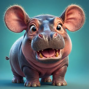 Cute Cartoon Baby Hippo