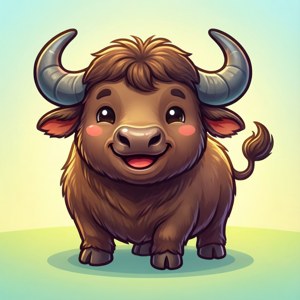 Cute Cartoon Buffalo