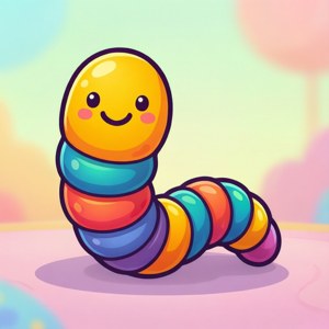 Cute Cartoon Parasitic Worm