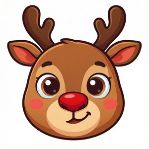 Cute Cartoon Reindeer Face
