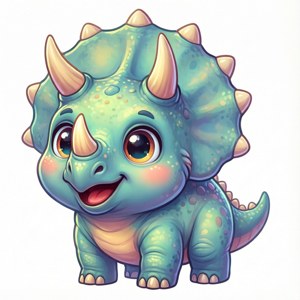 Cute Cartoon Triceratops