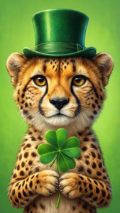 Cute Cheetah with Shamrock