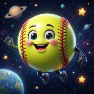 Cute Softball in Space