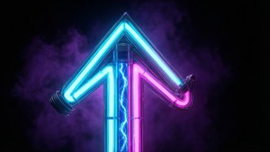 Cyan Magenta Upward Arrow