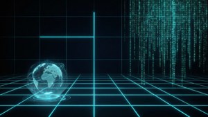 Cyan Neon Jarvis Grid