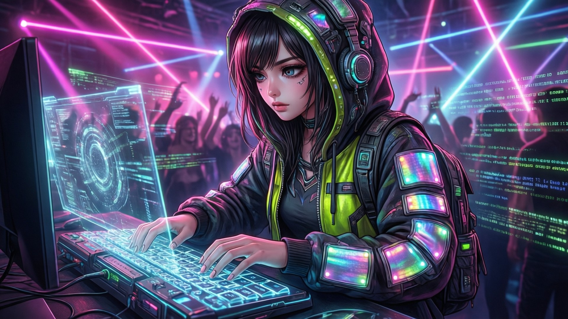 Cyber Hacker Rave Queen by Wallpapers.art Studio