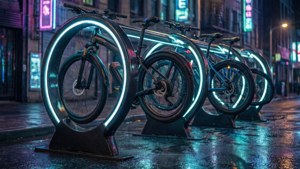 Cyberpunk Bike Rack Night