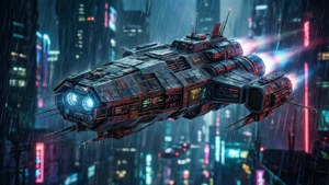 Cyberpunk City Flight