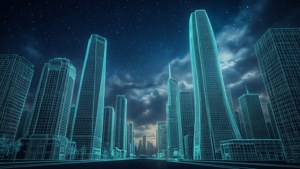 Cyberpunk City Wireframe