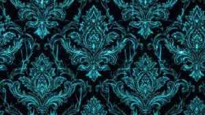 Cyberpunk Cyan Damask