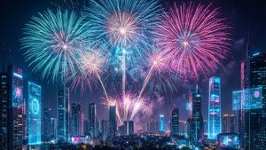 Cyberpunk Fireworks City