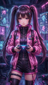 Cyberpunk Gamer Girl