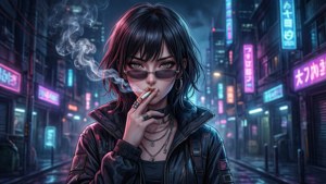 Cyberpunk Girl Smoke