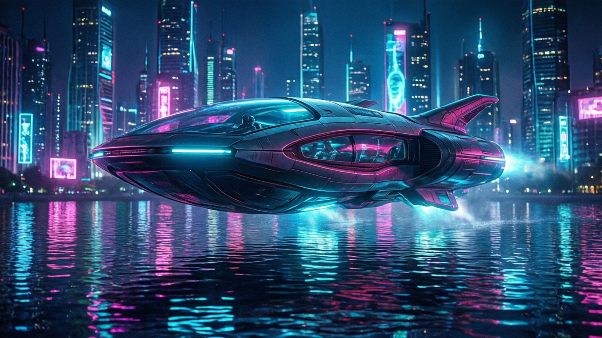 Cyberpunk Hovercraft by Wallpapers.art Studio