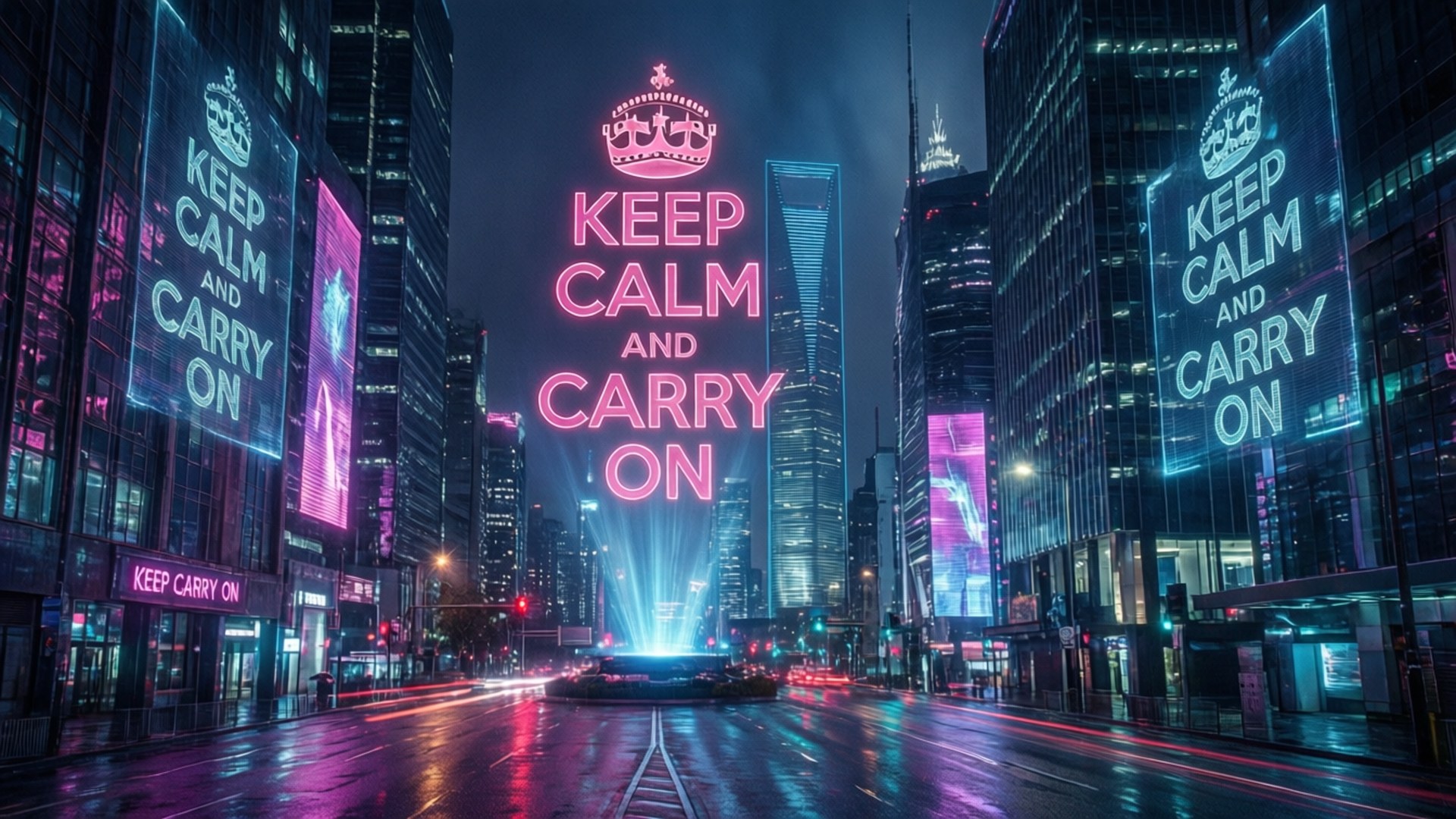 Cyberpunk Keep Calm Neon by Wallpapers.art Studio
