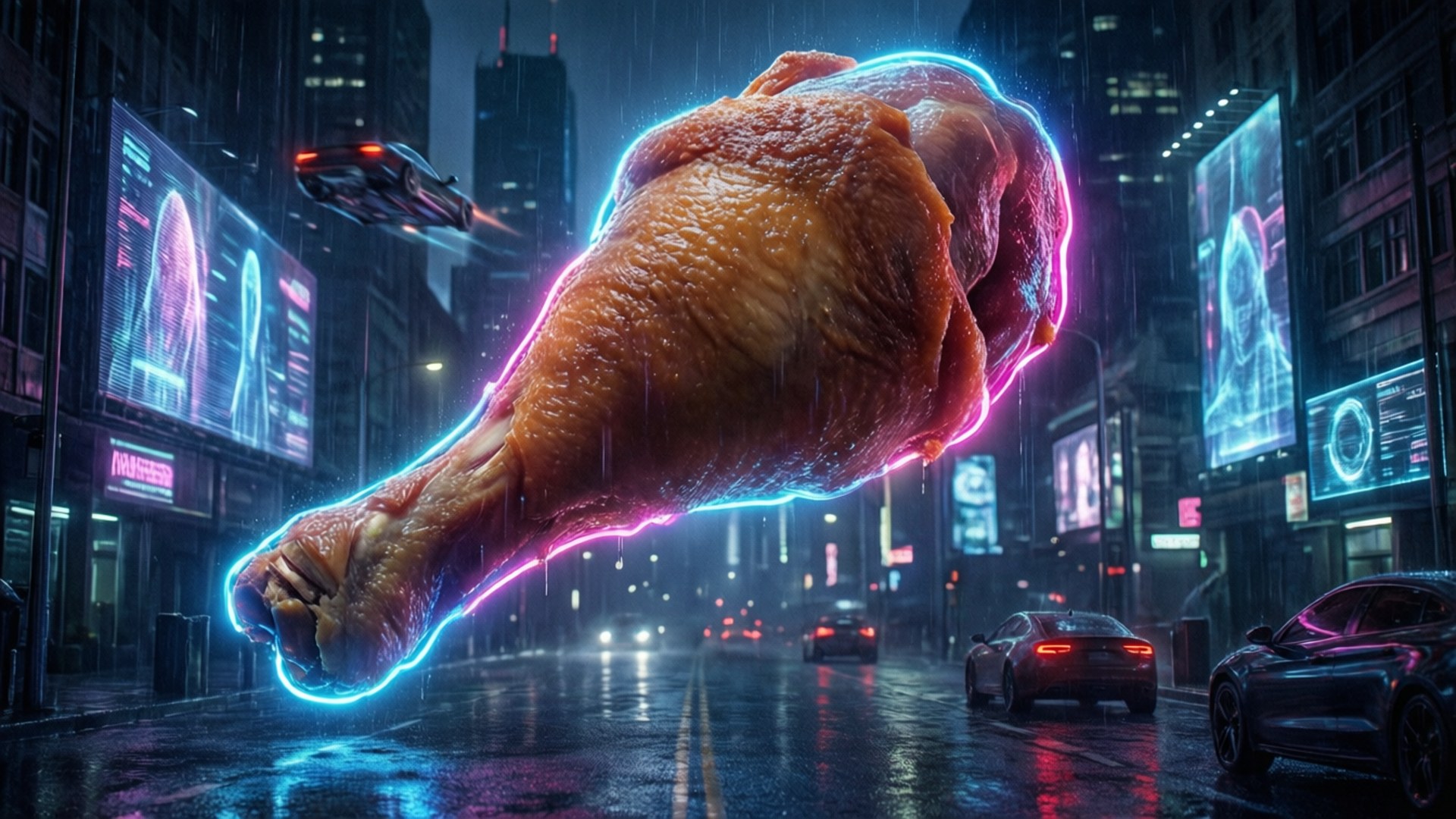 Cyberpunk Neon Drumstick by Wallpapers.art Studio