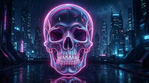 Cyberpunk Neon Skull
