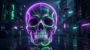 Cyberpunk Neon Skull