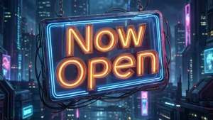 Cyberpunk Now Open Sign