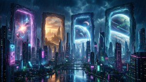 Cyberpunk Portal Skyline