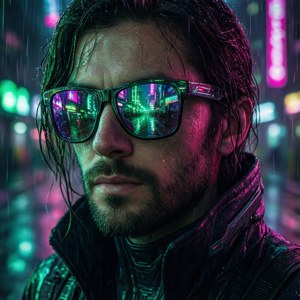 Cyberpunk Rain Reflection