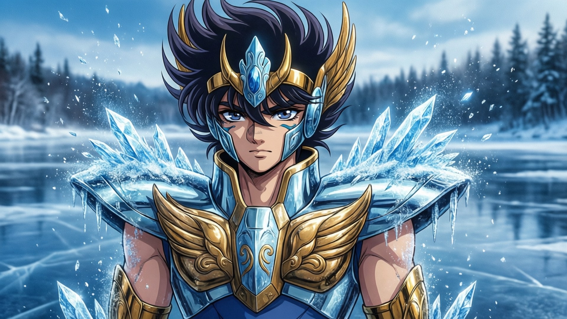 Cygnus Hyoga Frost by Wallpapers.art Studio