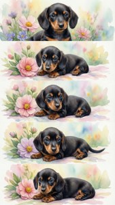 Dachshund Watercolor Growth