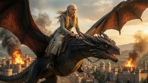 Daenerys on Dragonback