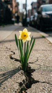 Daffodil Through Crack