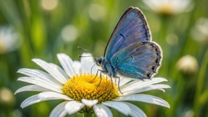 Daisy and Blue Butterfly