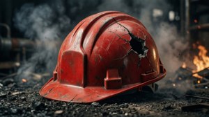 Damaged Red Hard Hat