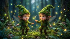 Dancing Elves in Enchanted Forest