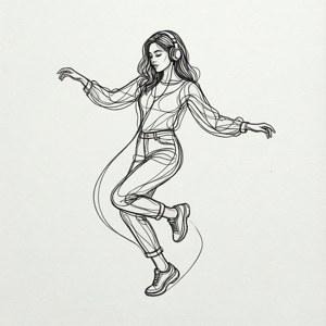 Dancing Figure Line Art