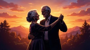 Dancing Grandparents Silhouette