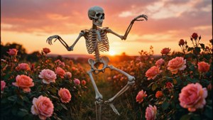 Dancing Skeleton at Sunset