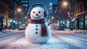 Dancing Snowman City Night