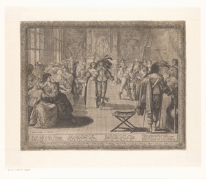 Dansende man en vrouw op een bal