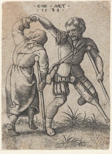Dansende soldaat en vrouw