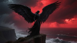 Dark Angel Over Stormy Sea