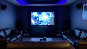 Dark Blue Media Room