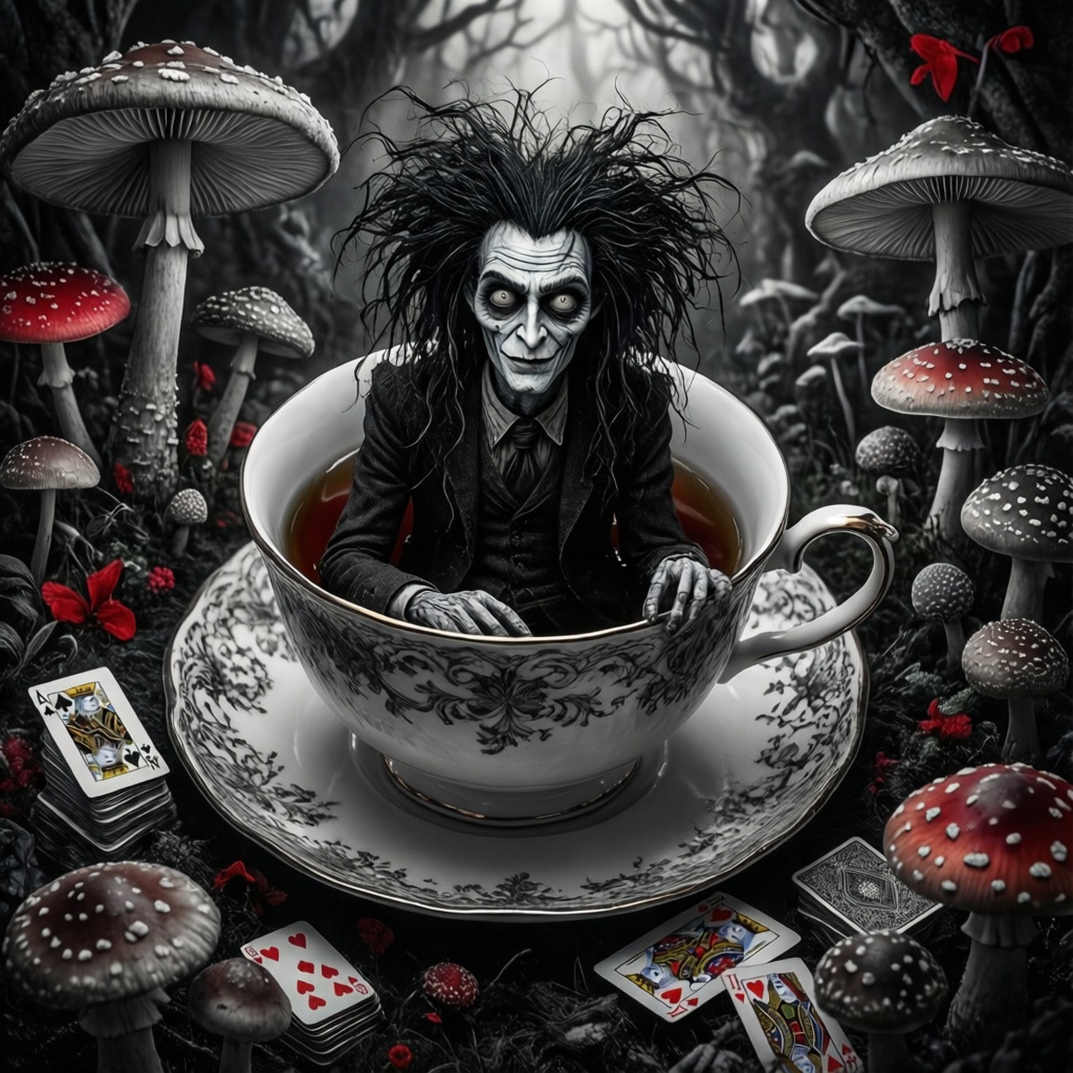 Dark Wonderland Teacup by Wallpapers.art Studio