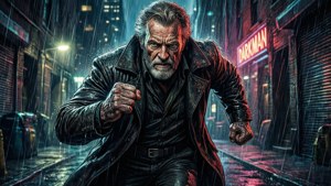 Darkman in Rainy Alley